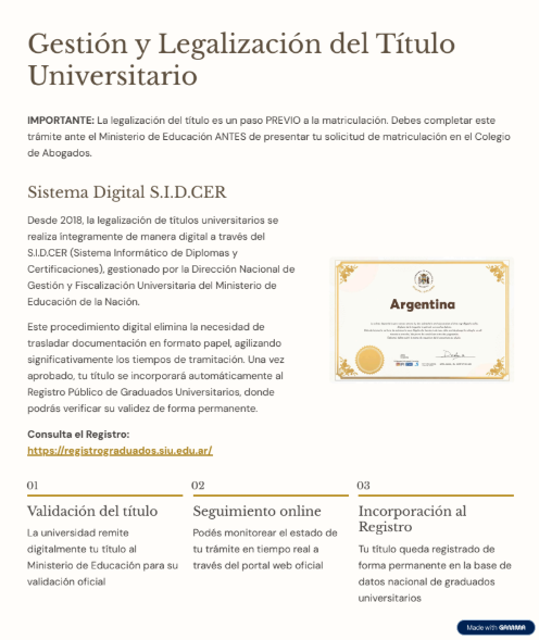 Gestión y legalización del título universitario
