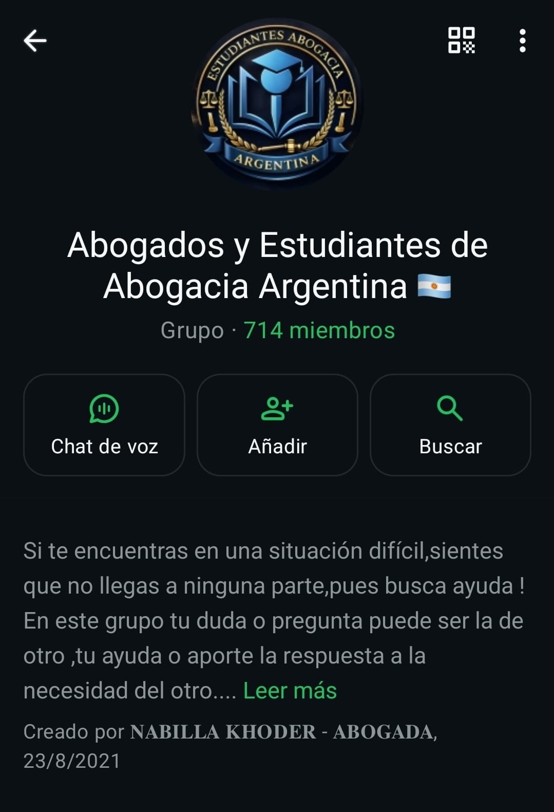 Grupo de WhatsApp de abogados y estudiantes de México — 714 miembros